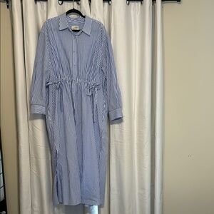 Blue Striped Women's Dress Univeral Thread